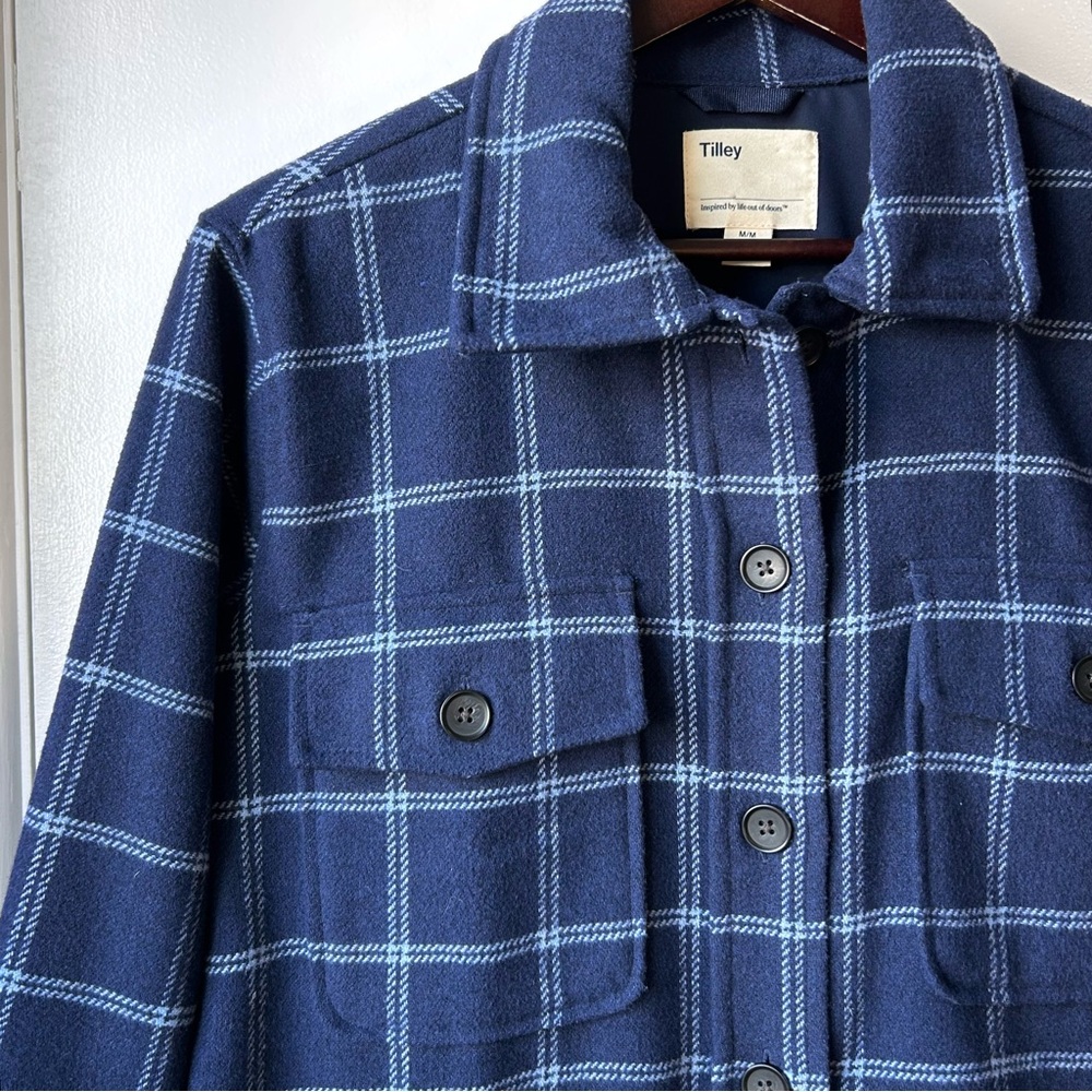 Tilley Thick Wool Blend Shacket Navy Check